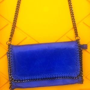Borse in Pelle Blue Metal Shoulder Leather Purse